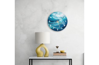 Glass Wall Clock in a Rich Ocean Blue Tone