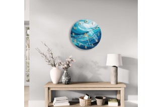 Glass Wall Clock in a Rich Ocean Blue Tone