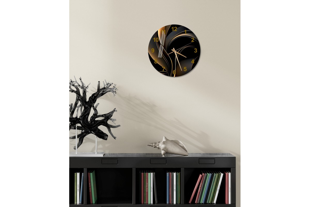Glass Wall Clock with Geometric Design