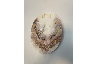 Modern Marble Style Tempered Glass Wall Clock