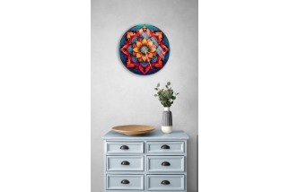 Purple Floral Tempered Glass Wall Clock