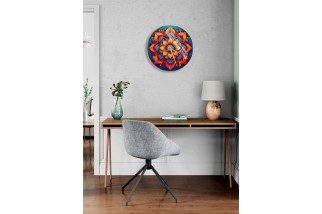 Purple Floral Tempered Glass Wall Clock