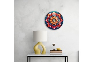 Purple Floral Tempered Glass Wall Clock