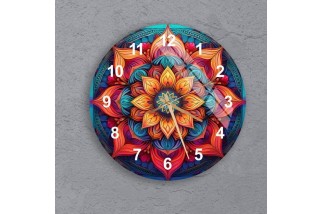 Purple Floral Tempered Glass Wall Clock