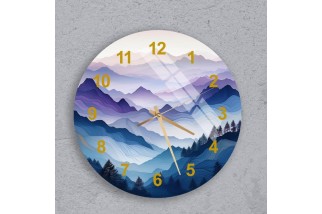 Mountain Pattern Tempered Glass Wall Clock