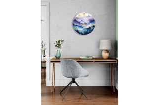 Mountain Pattern Tempered Glass Wall Clock