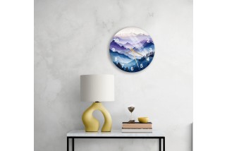 Mountain Pattern Tempered Glass Wall Clock