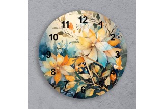 Tropical Plant Tempered Glass Wall Clock