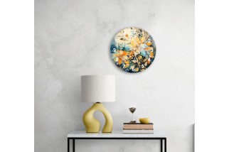 Tropical Plant Tempered Glass Wall Clock