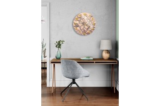 Line Floral Tempered Glass Wall Clock