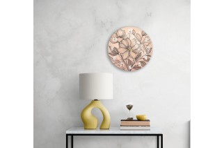 Line Floral Tempered Glass Wall Clock