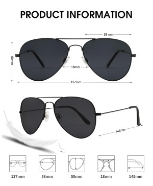 Protective and Lightweight Metal Polarized Aviator Sunglasses