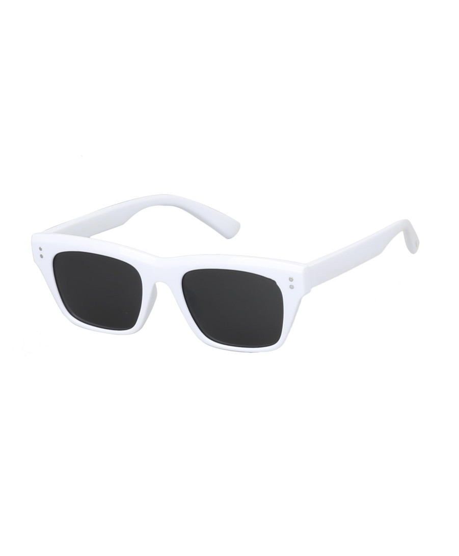 Pure white polarized square sunglasses for women