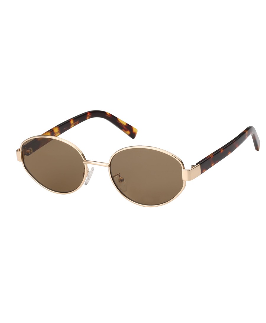 Gold Retro Oval Sunglasses