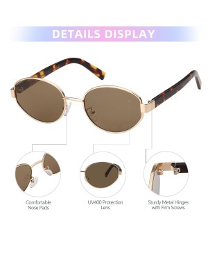 Gold Retro Oval Sunglasses