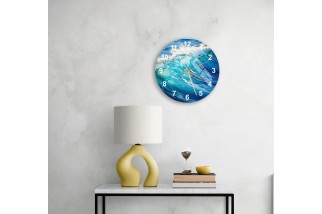 Vibrant Wave Pattern Tempered Glass Wall Clock