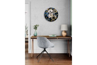 Exquisite Floral Tempered Glass Wall Clock