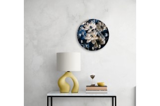 Exquisite Floral Tempered Glass Wall Clock