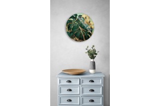 Tropical Leaves Tempered Glass Wall Clock