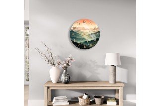 Serene Mountain View Tempered Glass Wall Clock