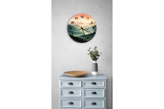 Serene Mountain View Tempered Glass Wall Clock