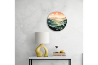 Serene Mountain View Tempered Glass Wall Clock